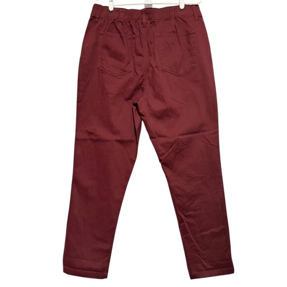 St. Johns Bay Women's Elastic Back Waistband Stretch Burgundy Pants Size 16 NWT - Picture 2 of 10